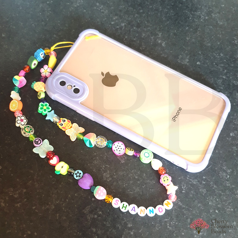 Phone Charm Strap // Personalised - Cherry Blossom Beads